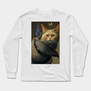 Adorable Cat Dragon with Butterfly Wings Long Sleeve T-Shirt